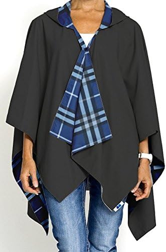 Rainraps Reversible Waterproof / Water Resistant Rain Wrap (One Size, Black / Blue Plaid)