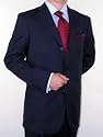 Classic Signature Collection Italian Three Button 2pc Business Mens Suit Merino Wool 140's Dk Navy Blue