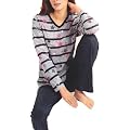 BellaDonnaModen Pyjama Hausanzug Ringel Sterne Grau Schwarz Gr.32/34-48/50