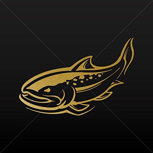 Decal Sticker River Fishing Trout Decoration Bike Motorbike Bicycle Ve Gold-Matte (8 X 5.42 In)