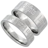 Stainless Steel His (8mm) & Hers (5mm) I HAVE FOUND THE ONE IN WHOM MY SOUL DELIGHTS Wedding Ring Band Set; (Men's Sizes 8 to 14, Ladies' Sizes 5 to 9), size 6