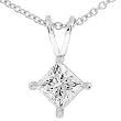 1/3 carat Princess Cut Diamond Solitaire Pendant in White Gold (IJ/I1)