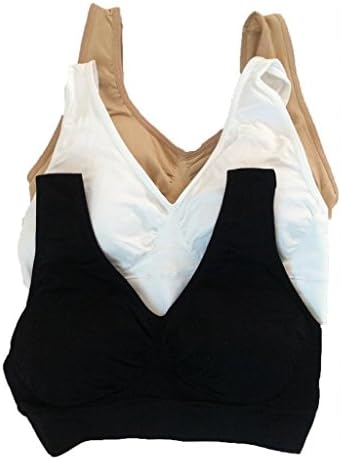 WELVT Women's Sports Bra Yoga Padded Bras Summer Thin Fabric Top Vest(3 Pack) Large