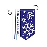 Welcome Snowflake Garden Flag