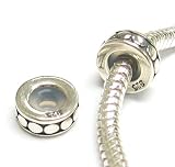 Queenberry (Free S/H) 1 pc of Sterling Silver Stopper W/ Rubber Circle Dot Round Bead Charm For Pandora Troll Chamilia Biagi European Jewelry