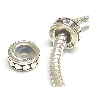 Sterling-Silver-STOPPER-w-RUBBER-CIRCLE-DOT-ROUND-Bead-Charm-for-Pandora-Troll-Chamilia-Biagi-European-Jewelry