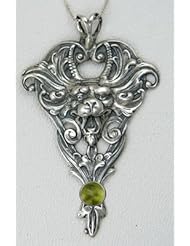 Mon Coeur de Lion Pendant in Sterling Silver Accented with Genuine Peridot ...Jewelry Made in America