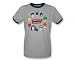 Search : The Justice League Justice Head Circle Adult Ringer S/S T-shirt in Heather/Navy by DC Comics