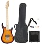 Full Size Electric Guitar with Amp, Case and Accessories Pack Beginner Starter Package Vintage Sunburst