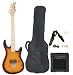 Full Size Electric Guitar with Amp, Case and Accessories Pack Beginner Starter Package Vintage Sunburst