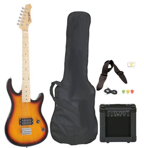 Full Size Electric Guitar with Amp, Case and Accessories Pack Beginner Starter Package Vintage Sunburst
