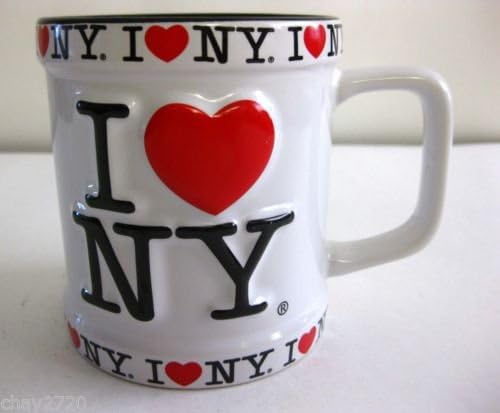 I Heart NY New York 3D Design Souvenir Ceramic Coffee Tea Mug White With Black Interior