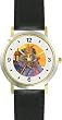 Mommy & Baby Bunny Rabbit in Rocking Chair - from Hush Little Baby by Artist: Sylvia Long - WATCHBUDDY&reg; DELUXE TWO-TONE THEME WATCH - Arabic Numbers - Black Leather Strap-Size-Large ( Men's Size or Jumbo Women's Size )