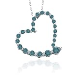 10k White Gold Blue Diamond Journey Heart Pendant (1/2 cttw), 18
