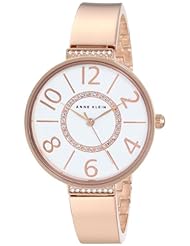 Anne Klein Womens AK/1496WTRG Swarovski Crystal Accented Rose Gold-Tone Bangle Watch