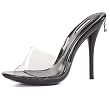 Black Clear Slides Sexy Women's Sandals 4.5 Inch Heel Penthouse Shoes PVC