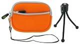 Neoprene Sleeve Case (Orange) and Spider Tripod for Fujifilm FinePix XP10 12 MP Waterproof Digital Camera Green