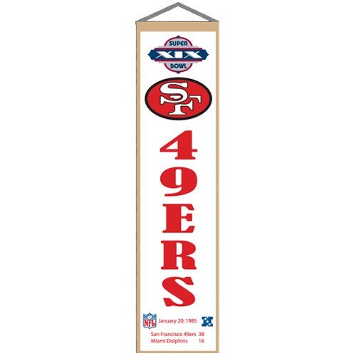 San Francisco 49ers Super Bowl XIX Champions White Heritage Banner