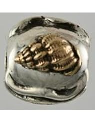 14k Gold and Silver Wave Conch Shell Bead Charm 13601A