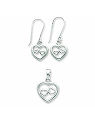 Sterling Silver Heart Earrings and Pendant Set