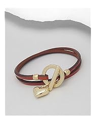 Orange Heart Leather Bracelet In White Base