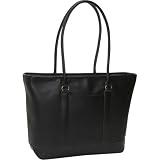 Heritage Women's Leather Zip Top Computer Tote (Closeout) (Black)