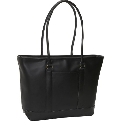 Heritage Women's Leather Zip Top Computer Tote - Black