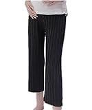 【TPGROWIN】 マタニティウェア パンツ ガウチョパンツ 妊婦 妊婦服 7分丈 レギンス ズボン ボトムス ウエストゴム シフォン プリーツ 全3色 (Free, ブラック)