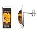 Certified Genuine Honey Amber and Sterling Silver Rectangular Stud Earrings
