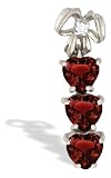 14K White Gold Genuine Heart Garnet and Diamond Bow Pendant