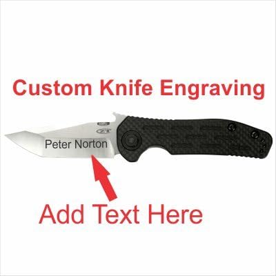 ZERO TOLERANCE 0620CF EMERSON SATIN/ STONEWASH TANTO BLADE, CARBON FIBER &amp; TITANIUM HANDLE FOLDING KNIFE CUSTOM ENGRAVING