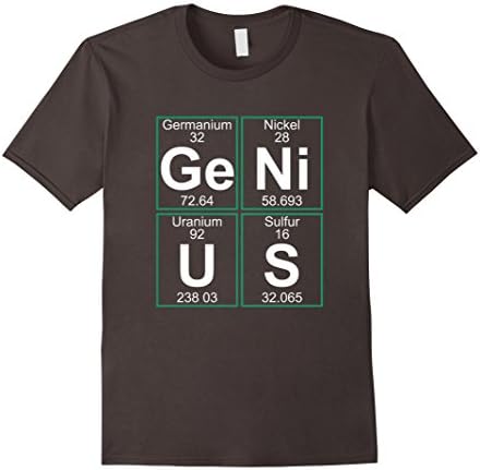 Men's  Ge-Ni-U-S Genius transparent funny chemistry tshirt Large Asphalt
