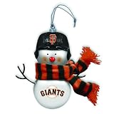 Pack of 2 MLB San Francisco Giants Blown Glass Snowman Christmas Ornaments 5.5"