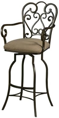 Magnolia Rust 26" Swivel Counter Stool w/ Arms in Moccasin Suede Fabric