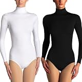 Long Sleeve Leotard Turtleneck Bodysuit In Black, White, Brown Colours & Sizes S, M, L