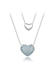 Blue Pearls - Blue High Quality Cristal Double Heart Pendant - CRY A200 G