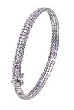 14K White Gold Three Row Diamond Cut Bracelet