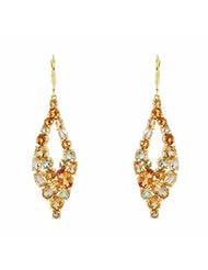 14K Yellow Gold Citrine and Quartz Earrings -- LIFETIME WARRANTY