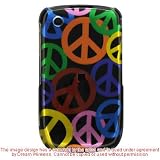 Black with Red Blue Pink Multi Rainbow Peace Sign Snap on Hard Skin Faceplate Phone Shield Cover Case for Blackberry Curve 8520 8530