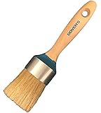 Chalk Paint and Wax Brush By Dover's, Medium Flat Oval with Boar Hair Bristles Set in Epoxy in an Aluminum Band, 8" Long, Brush Head Is 2" Long and 2" X 1.5" Wide, For A Great All Around Brush