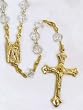 Rosary - Byzantine Cross - 6mm Crystal Beads - 18in. Gold Plated Chain - Deluxe Box Included - IMPORTED FROM ITALY