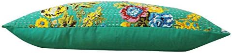 Green Cushion Cover Indian Throw Pillow Kantha Pillow Case Bohemian Cushion 24" X 24"