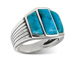 Turquoise Mens 3-Stone Ring