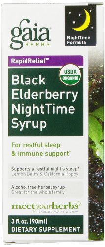Gaia Herbs Black Elderberry Nighttime Syrup, 3 Ounce Gaia Herbs Black Elderberry Nighttime Syrup, 3 Ounce