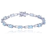 Sterling Silver Blue Topaz Bracelet, 7"
