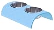 Cats Rule Dual Feeder, French Blue Quilted Cats Rule Dual Feeder, French Blue Quilted