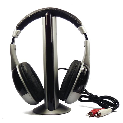 Wireless 5 in 1 FM Stereo RS 864 863.5 864.5MHz Rf cordless Stereo Headphones For TV VCD CD PC MP3 MP4 DVD w/Transmitter with wonderful color [ Silver Colour ]