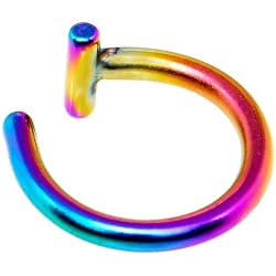 Illusion Rainbow Titanium Non Pierced Clip On Closure Ring