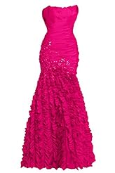 Strapless Satin Tiered Applique Beaded Draped  Open-Back Lace-Up Floor Length Evening Dress/Prom Dress/Wedding Dress  With Ruffles