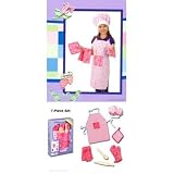 Deluxe Chef Set for Cooking Fun KIDS toy kitchen linens set girls PINK Apron Hat pot holders mitt NEW